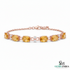 Elegant Oval Citrine Diamond Bracelet -Diamond Link Bracelet
