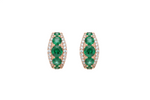 14k Solid Gold Emerald and Diamond Hoop Earrings: May Birthstone Gift