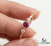 Round Ruby & Diamond Ring - Delicate Ruby Birthstone Ring for Women