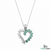 Green Emerald and White Diamond Open Heart Gold Pendant &\- Two Tone Pendant