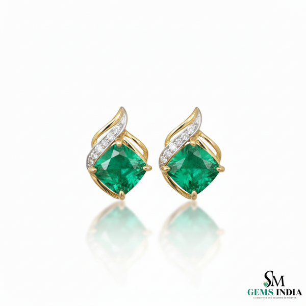 7,80 ct dunkelgrüne Statement-Ohrhänger mit großen sambischen Smaragden im Smaragd- und Ovalschliff, 18 Karat Gold, Smaragdohrringe, ovale Smaragdstifte (Kopie)