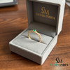 Vintage Inspired Round Emerald Diamond Ring - Promise Ring For Her