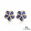 Elegant Tanzanite Blossom Stud Earrings with Diamonds