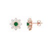 1.60 carat Daisy Flower Stud Earrings in Gold with Natural Emerald-Green Stone