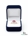Round cut Natural Ruby Engagement Ring with Diamond Halo in 14k and 18k Gold