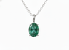 Oval shape Natural Emerald Pendant Necklace in 14k Solid Gold May Birthstone