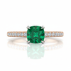 1.10 Carat Natural Emerald Cushion Cut Ring with Diamond Ring Engagement or Anniversary Ring