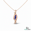 Round Three-Stone Blue Sapphire Diamond Pendant – Elegant Twist Design