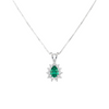 Teardrop Natural Emerald and Diamond Halo Necklace May Birthstone Jewelry Gift