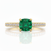 1.10 Carat Natural Emerald Cushion Cut Ring with Diamond Ring Engagement or Anniversary Ring