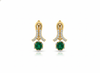 1.90 carat Natural Emerald Round Drop Earrings in 14k Gold Classic Round Green Gemstone Earrings