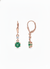 Round Natural Emerald & Diamond Drop Earrings in 14K Gold Dainty Lever back Design