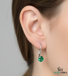 Round Cut Green Emerald Solitaire Drop Earrings – Classic Minimalist Fine Jewelry