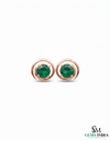 Natural Emerald Stud Earrings – Round Emerald Minimal Swirl Design