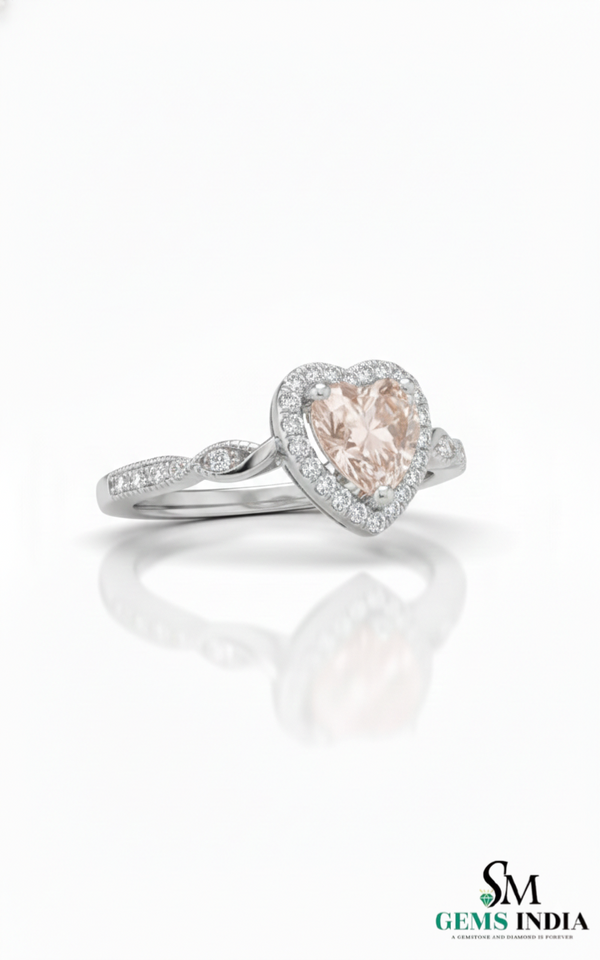 Heart-Shaped Morganite & Diamond Halo Ring – Morganite engagement ring