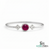 Round Ruby & Diamond Ring - Delicate Ruby Birthstone Ring for Women