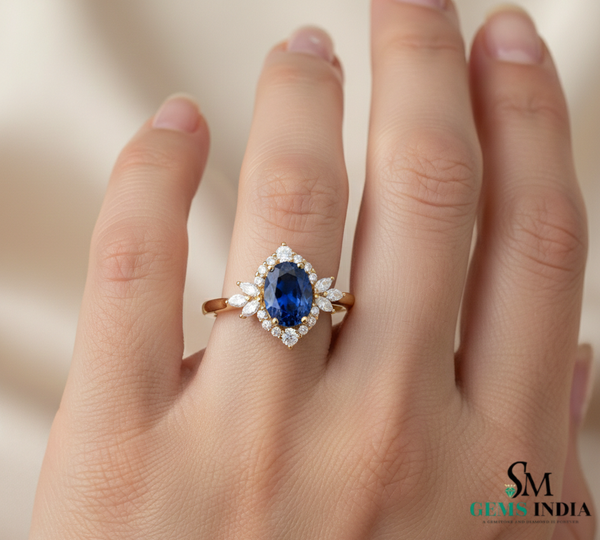 Oval Cut Sapphire Diamond Engagement Ring in 14k and 18k Gold -sapphire engagement ring
