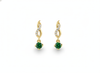 1.80 carat Gold Swirl Diamond Earrings with Round Natural Emerald Drops Gift for her