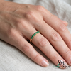 Natural Emerald Half Eternity Ring in Solid 14K Gold – Minimalist Stackable Band for Women
