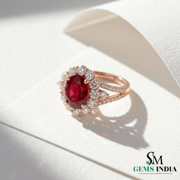 Oval Shape Ruby And Diamond Engagement Ring - 14k Solid Gold July Birthstone Anniversary Wedding Ring