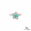 Round Cut Turquoise Flower Ring In 14k Gold – Floral Statement Ring