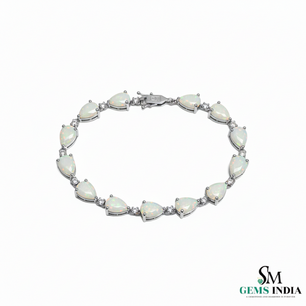 Pear Opal & Diamond Tennis Bracelet in 14K and 18K Gold – Fine Gold Jewelry