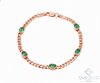 Oval cut 14k Gold Emerald Bezel Chain Bracelet Natural Green Charm Gemstone Bracelet