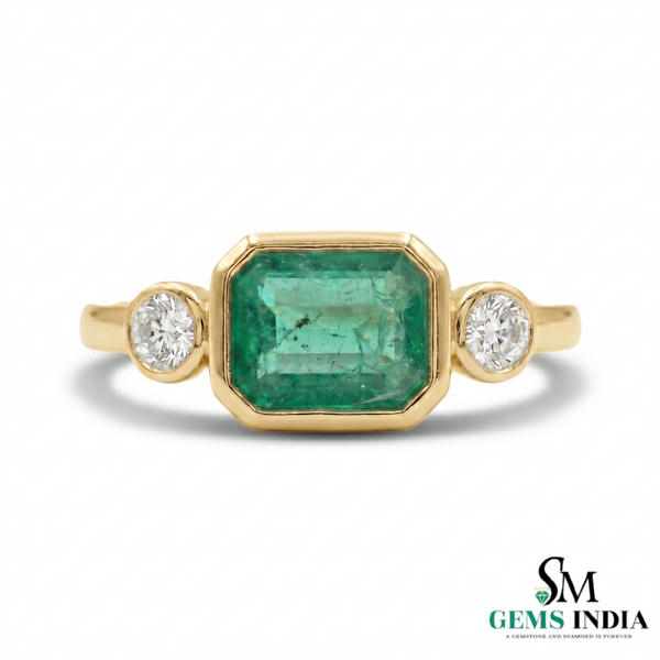 Minimalist Emerald Cut Emerald Gold Ring – Modern Bezel Setting (Copy)