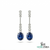 Oval Tanzanite Drop Earrings with Diamond Bar - Gift for her