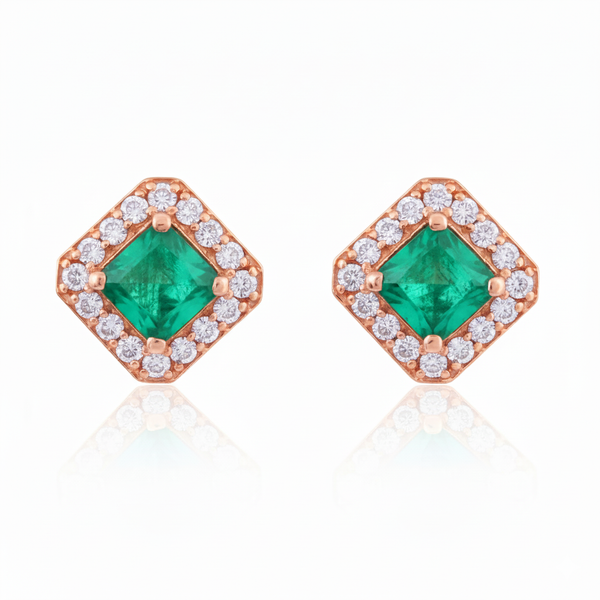 1.90 carat Octagon cut natural emerald earrings for woman's 14k solid gold earrings gift for woman's