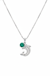 1.10 Carats Natural Emerald and diamond Dolphin Pendant for Womans in 14k Solid Gold