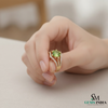 Oval Natural Peridot Diamond Ring with Split Band - August birthstone