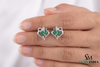 Marquise Emerald Heart Shaped Gold Stud Earrings