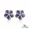 Elegant Tanzanite Blossom Stud Earrings with Diamonds