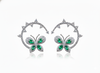 1.80 carat 14k Gold Marquise Emerald Butterfly Huggie Earrings Natural Emerald & Diamond