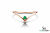 Dainty V Band Emerald Ring – Minimalist 14k Gold Solitaire Ring