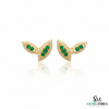 Minimalist Round Emerald Diamond Marquise design Stud Earrings
