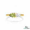 Natural Peridot and Moissanite Two-Stone Ring - Toi et moi ring