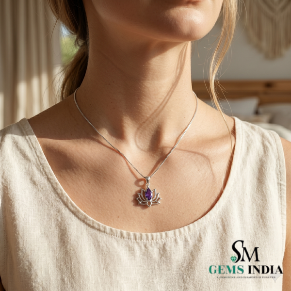 Marquise Cut Amethyst Lotus Fine Jewelry for Women - Gift for Women