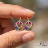 Elegant Rainbow Sapphire Baguette Diamond Circle Earrings - Luxury Statement Earrings