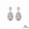 Elegant Pear Morganite Diamond Cluster Drop Earrings - Wedding guest jewelry