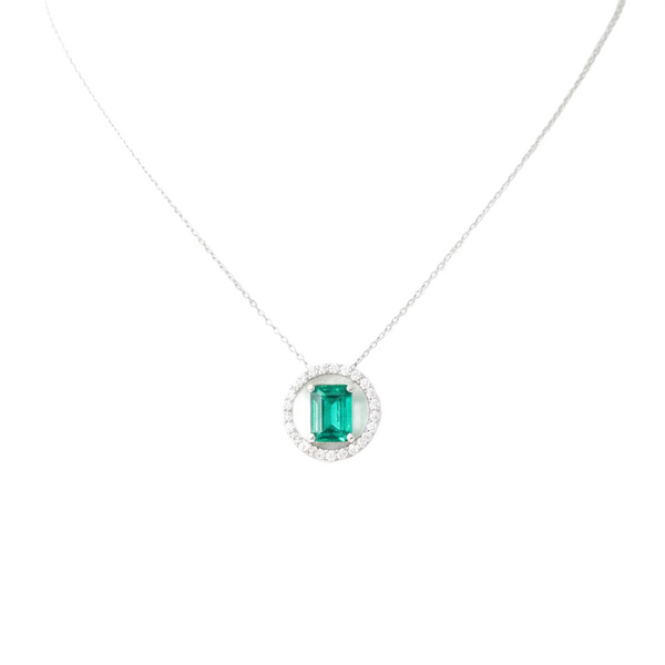 Elegant Green Natural Emerald and Diamond Circle Pendant – Fine Gold Jewelry