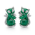 Mouse Style Natural Emerald And Diamond Carving Animal Stud Earrings For Women