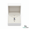 Round Three-Stone Blue Sapphire Diamond Pendant – Elegant Twist Design