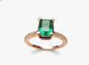 2 carat Emerald cut Engagement Ring Natural Zambian Emerald and Diamonds in 14k Solid Gold Ring