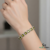 Classic Round Green Gemstone Link Bracelet - Bezel Style Tennis Bracelet