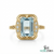 Emerald Cut Aquamarine Halo Ring with Diamond Accents - Vintage Inspired Statement Ring