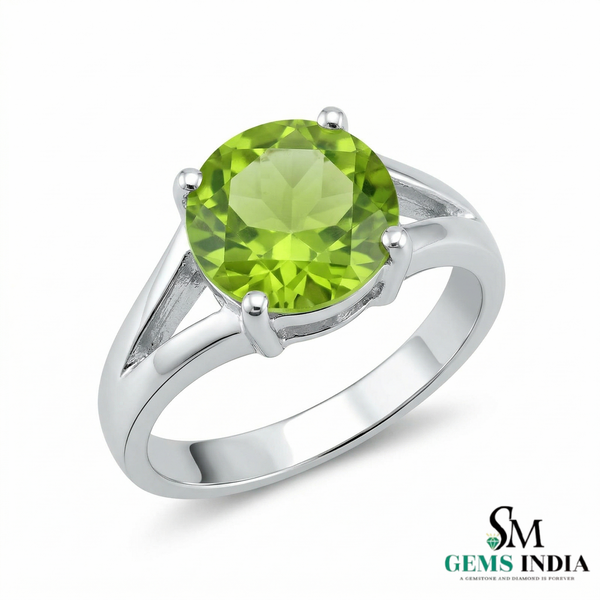 Elegant Round Peridot Ring for Women - Statement Ring for her