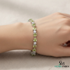 Green Heart Cut Gemstone & Diamond Gold Tennis Bracelet - Heart Jewelry