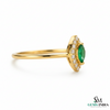 Marquise Cut Green Emerald Halo Ring with Diamond Accents – Vintage Style Fine Jewelry